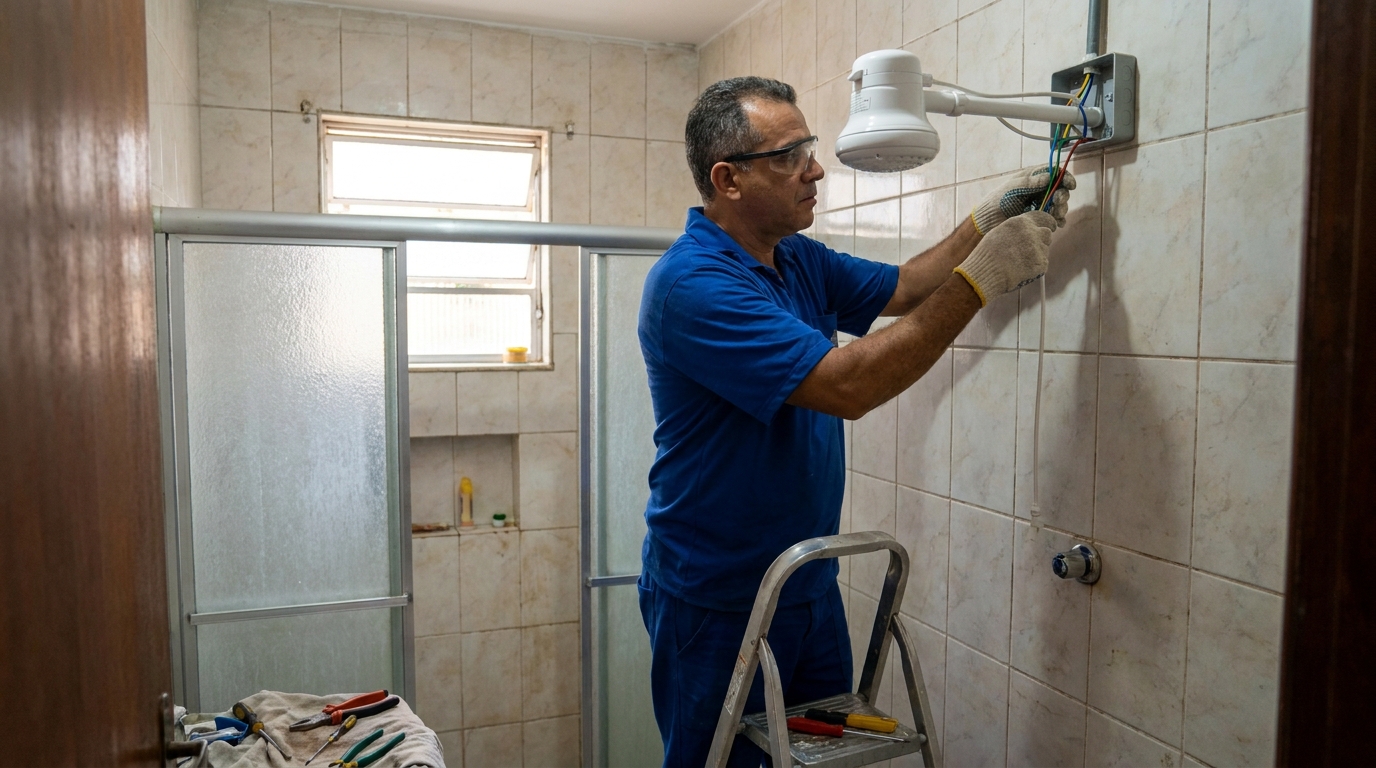 Substituição de Chuveiro Antigo em Carapicuíba‑SP